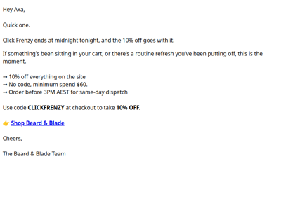 Heads up ☝️ Click Frenzy ends tonight