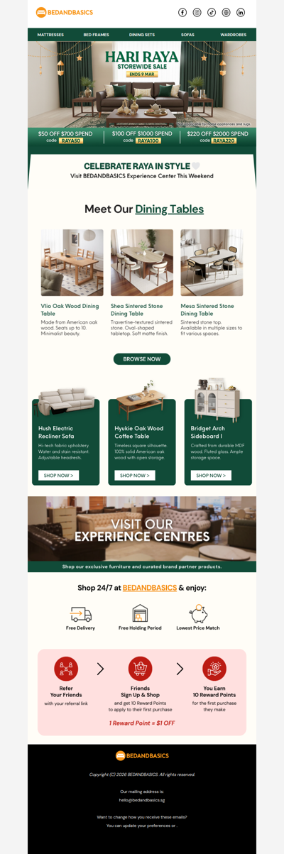 Last Weekend to Visit BEDANDBASICS Experience Center for Raya Storewide Sale 🌙