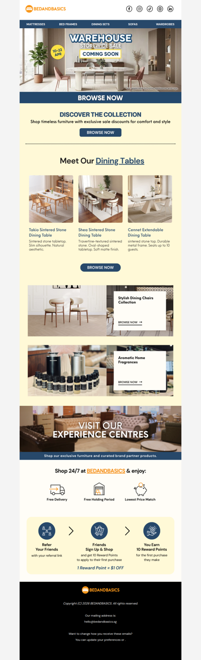 Warehouse Sale starts 10 April – just 3 days away! Shop online or in store 🛋️