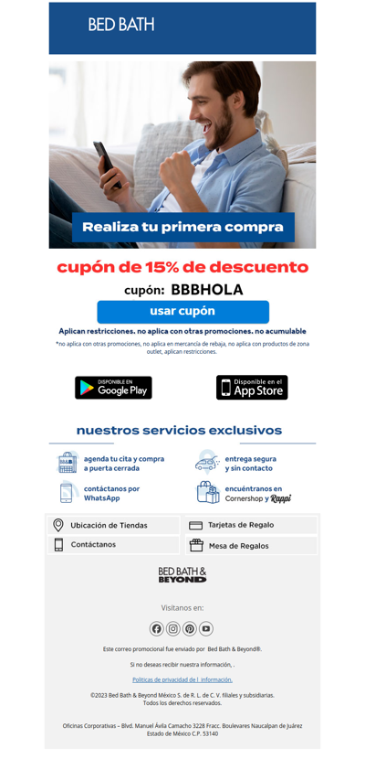 📲 15% de descuento en tu primer pedido en nuestra APP