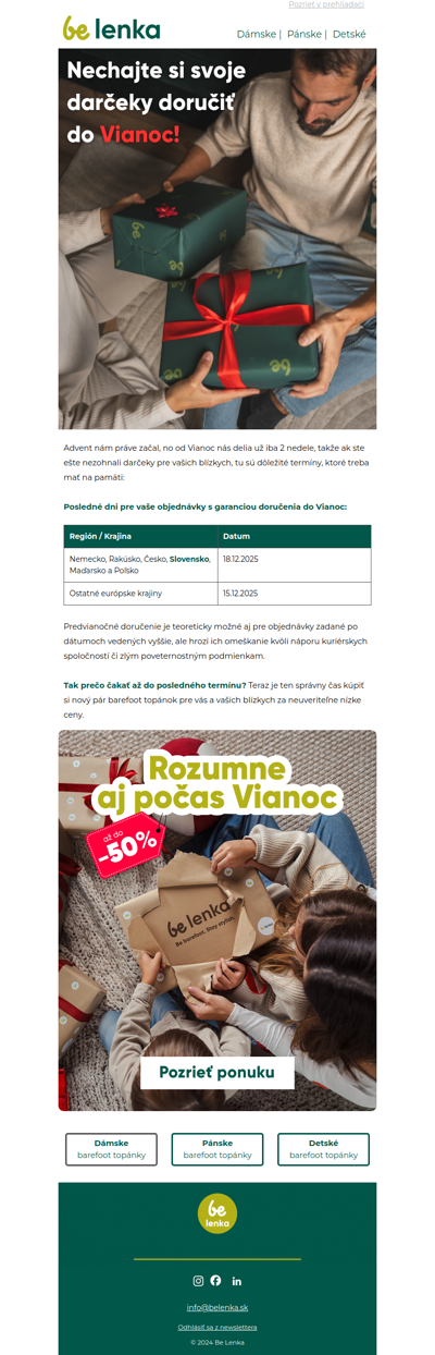 👣 Nechajte si svoje darčeky doručiť do Vianoc!