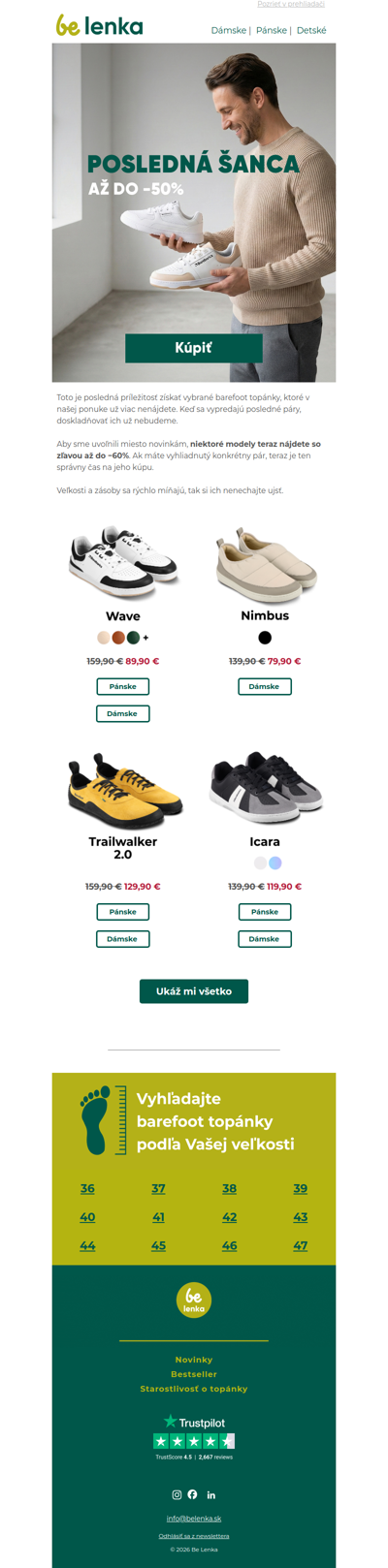 👣 Vypredávame vybrané páry topánok | až do −50%