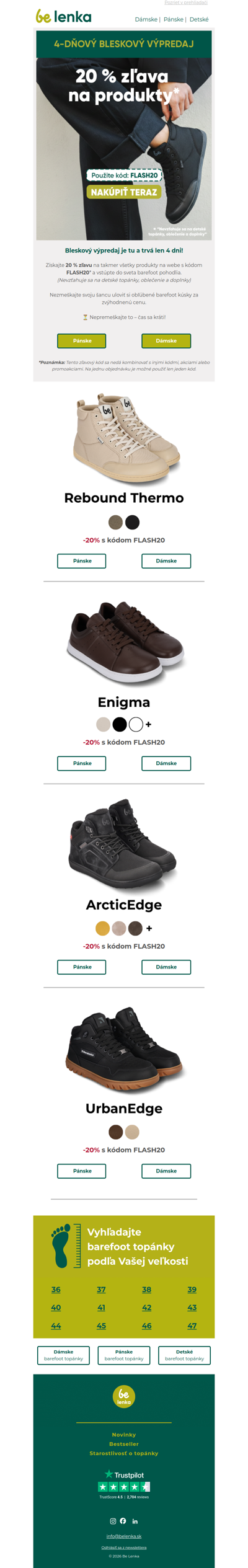 ⚡ Bleskový baredoot výpredaj – 20% zľavy trvajú len 4 dni!