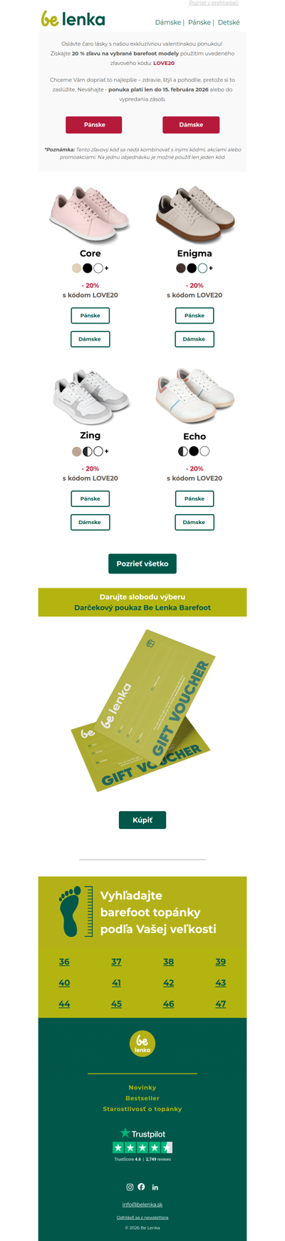👣 Valentínska barefoot ponuka - 20% zľava!
