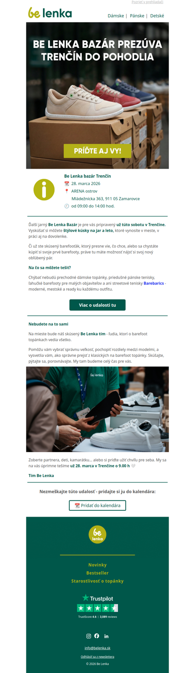 Be Lenka bazár prezúva Trenčín