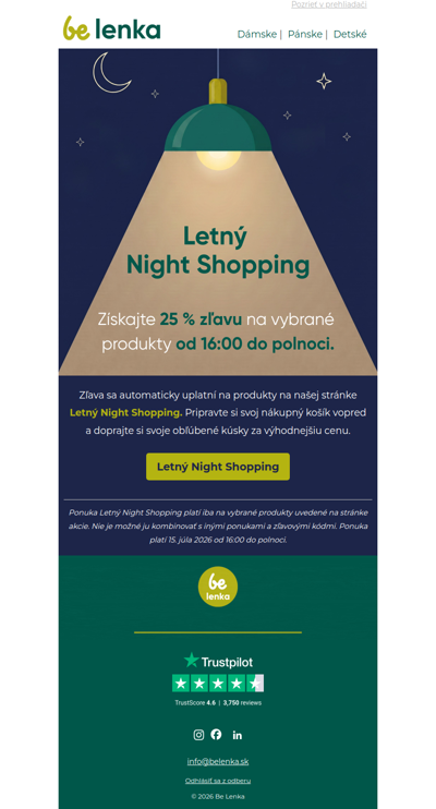 🌙Iba dnes večer: 25 % zľava na vybrané modely