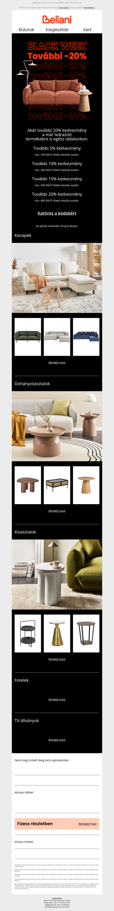 Black Week: További 20% kedvezmény az egész oldalon 🔥