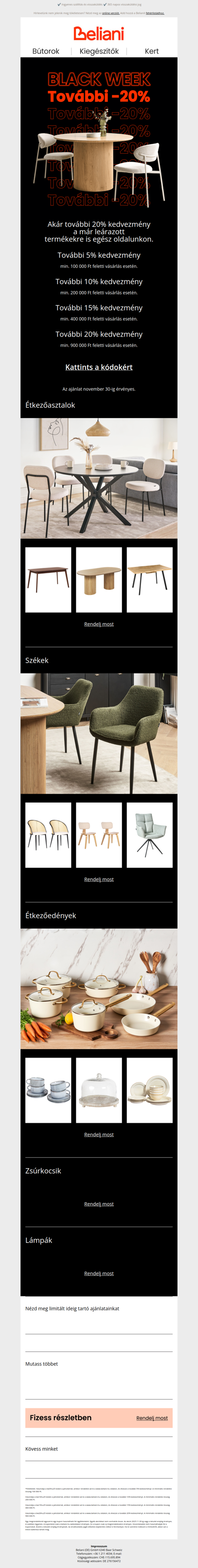 Black Week: Minden akciós termékre extra 20% kedvezmény 🔥