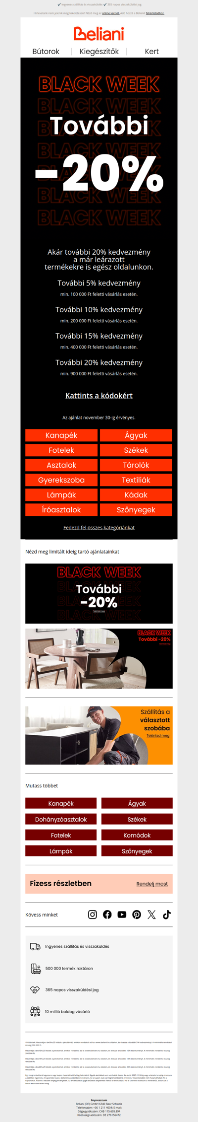 Black Week: Extra 20% kedvezmény minden termékre 🤑