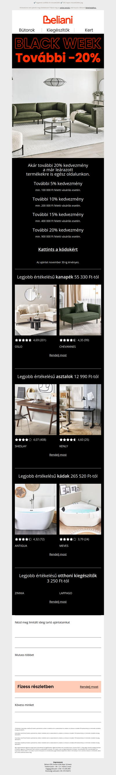 Black Week: további 20% kedvezmény a már akciós termékekre is 👀