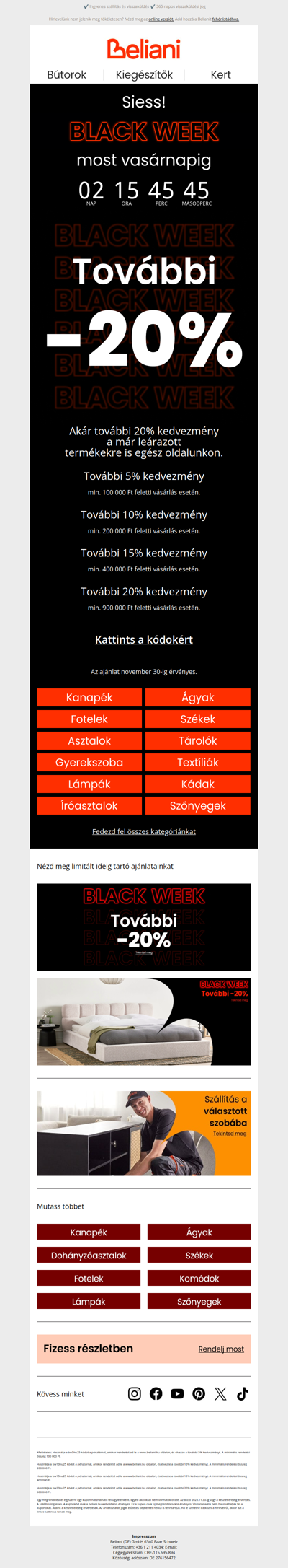 72 óra maradt a Black Weekből! 💥 Extra 20% kedvezmény a már leárazott termékekre is!