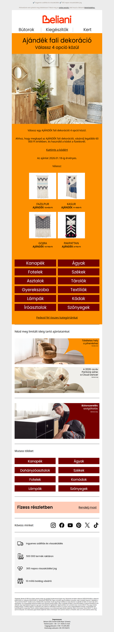 Ajándék fali dekoráció: válassz 4 opció közül