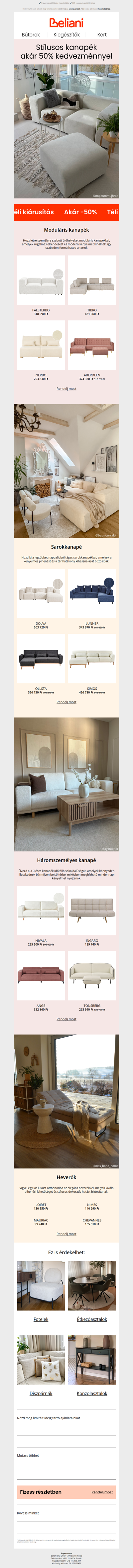 Akár 50% kedvezmény: luxus kanapék kevesebbért