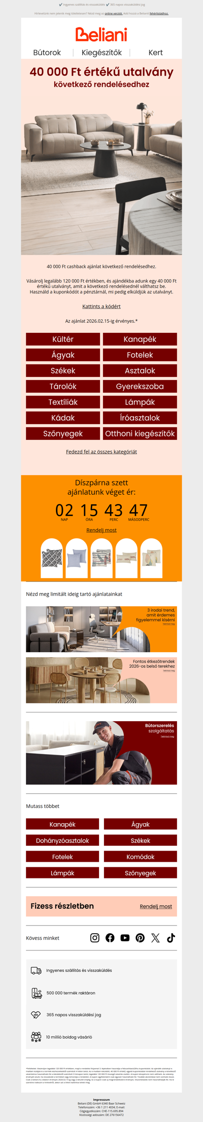 40 000 Ft értékű vásárlási utalvány következő rendelésedhez 💸