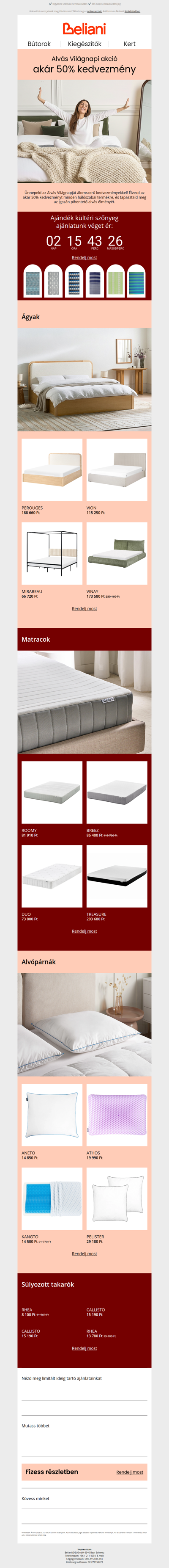 Akár -50% a teljes hálószobai kollekcióra 🛏️