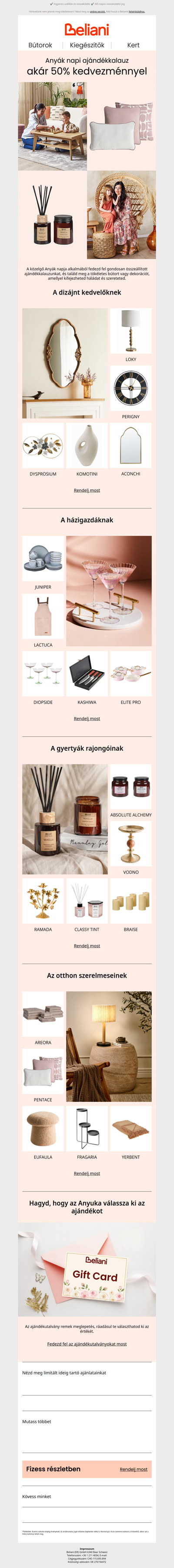 Akár 50% kedvezmény Anyák napi ajándékokra 💐