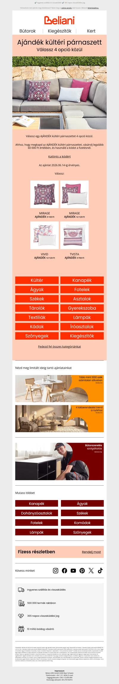 Ajándék kültéri párnaszett: Válassz 4 opció közül 🎁