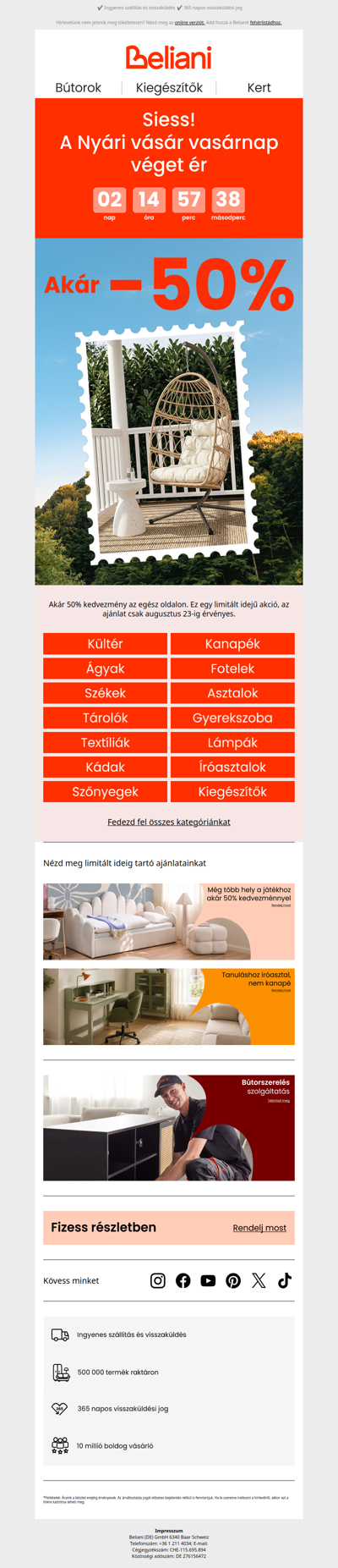 Siess! Az akár 50%-os akció már csak vasárnapig tart az egész oldalon ⌛