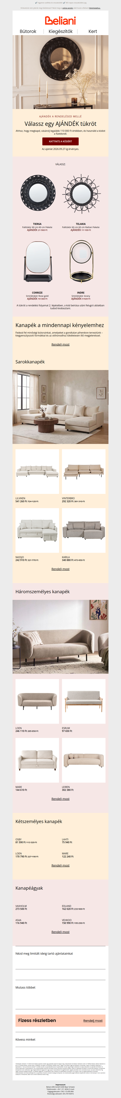 Ajándék tükör: Válassz 4 opció közül 🎁