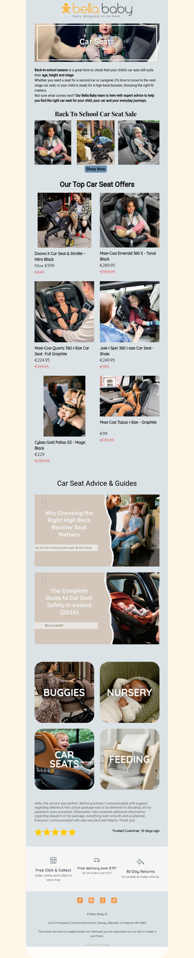 Back to school car seat sale- Up to 30% off