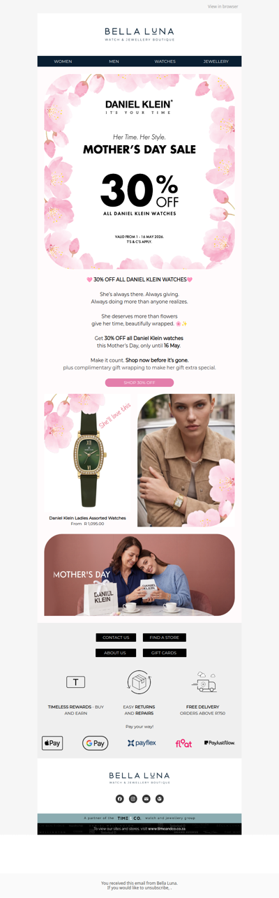 30% Off Daniel Klein Watches for Mom! 🩷
