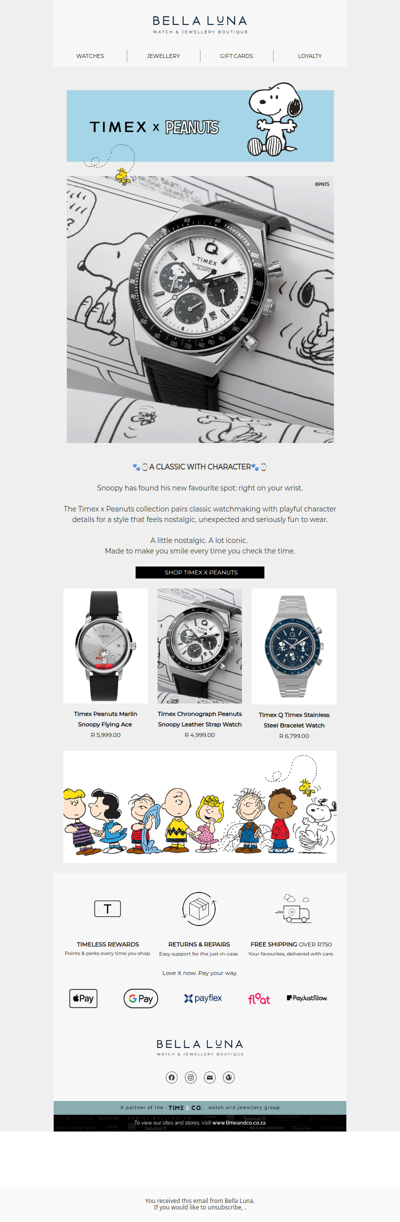 Meet the Timex x Peanuts collection at Bella Luna🐾⌚