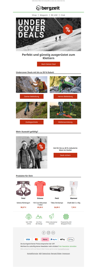 WOW! Bis zu -50 % auf Kletterartikel. 🎉🧗🏼‍♀️