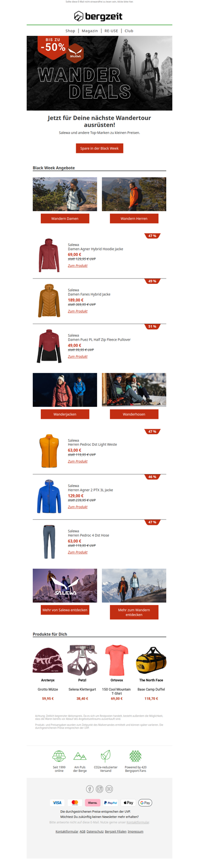 Wander-Deals! Salewa & Co. bis zu -50 % reduziert 💰