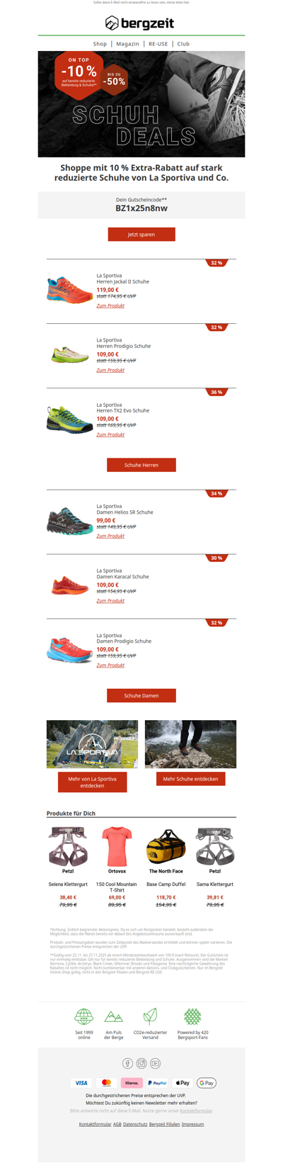 Dein Hammerangebot! Bis zu -50 % auf Schuhe + -10 % on top. 💰