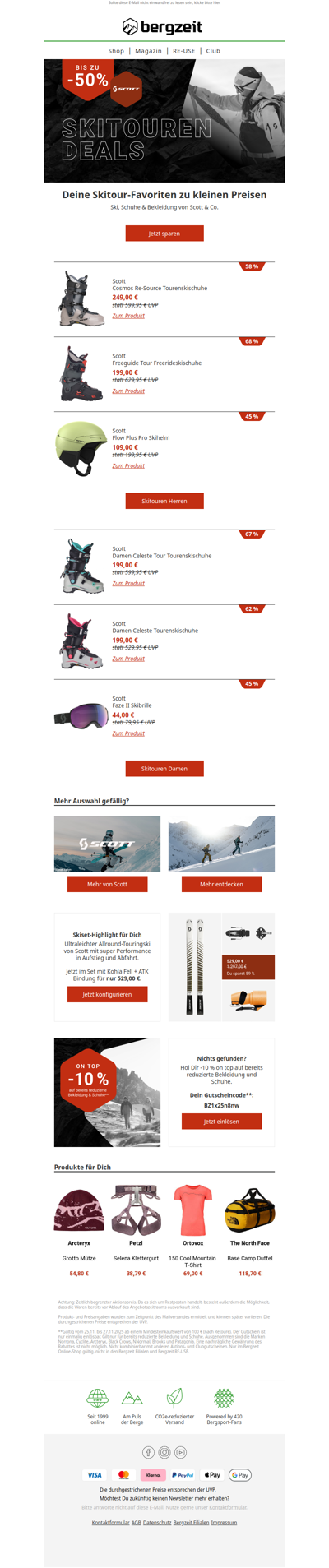 Dein Skitour Hammerangebot! Scott & Co. bis zu 68 % reduziert 💰