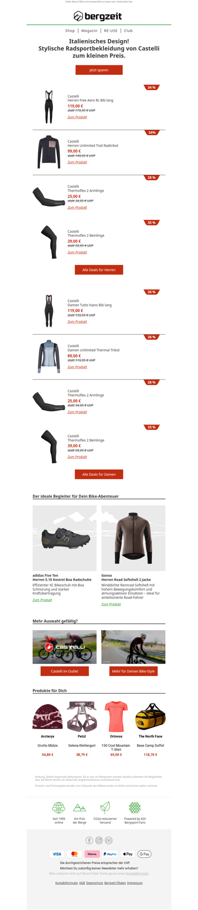 Hammerangebot! Bis zu -34 % auf Castelli.🔥