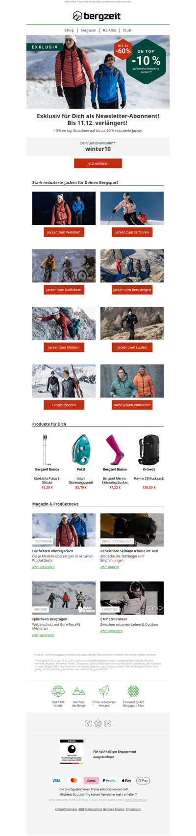 Exklusiv für Dich! Gutschein-Aktion verlängert! 🧥