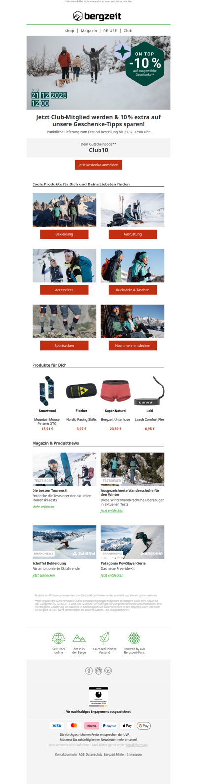 Gutschein für Club-Mitglieder! -10 % on top. 🎉