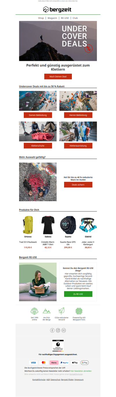 WOW! Bis zu -50 % auf Kletterartikel. 🎉🧗🏼‍♀️