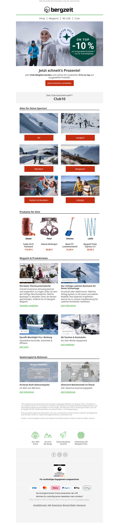 Bis zu -30% im Winter Sale auf Deine Sportart  ❄️