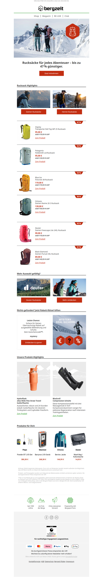 🎒 Rucksack-Deals für Touren mit mehr als 7 Sachen 🎿