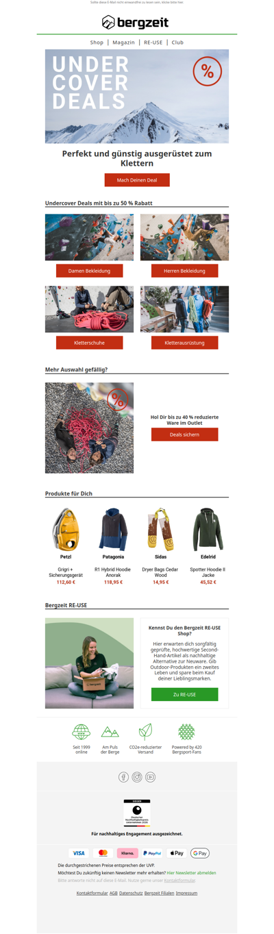 WOW! Bis zu -50 % auf Kletterartikel. 🎉🧗🏼‍♀️