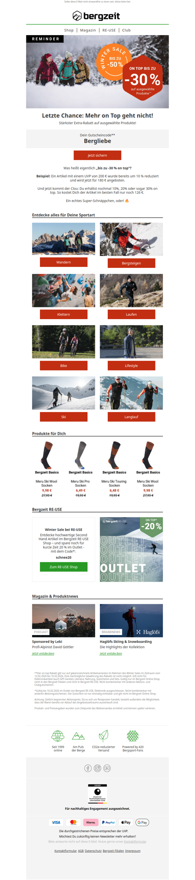 Letzte Chance! Stärkster Extra-Rabatt im Winter Sale ❄️