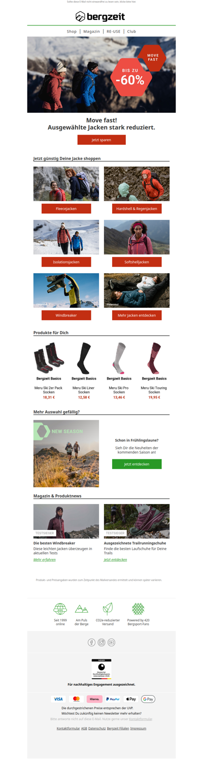 Blowout! Bis zu -60 % auf ausgewählte Jacken 🧥