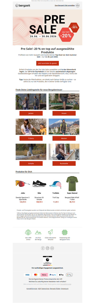 Move fast – zum Pre Sale mit 20 % On-Top-Rabatt 🤩