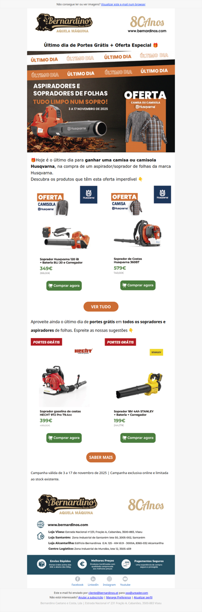 Último dia para receber a sua oferta Husqvarna!⏰