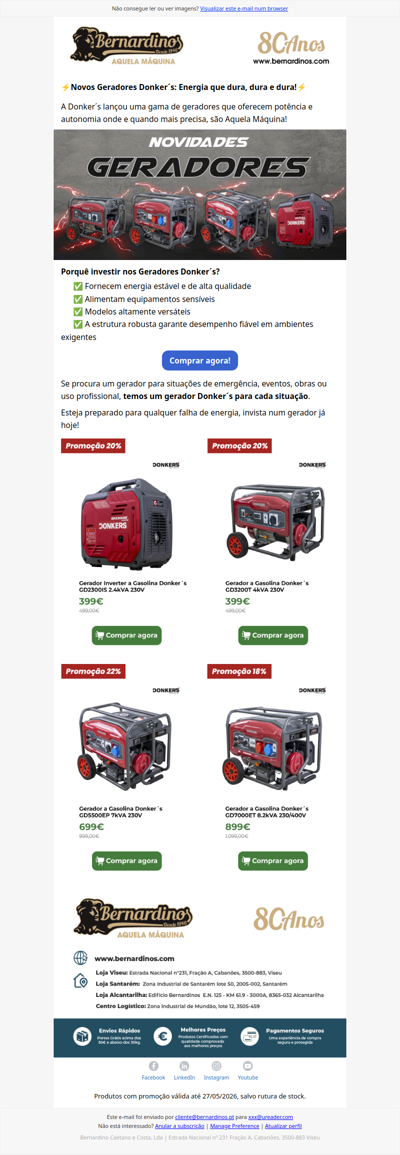 ⚡Energia sem falhas: Novos Geradores Donker´s
