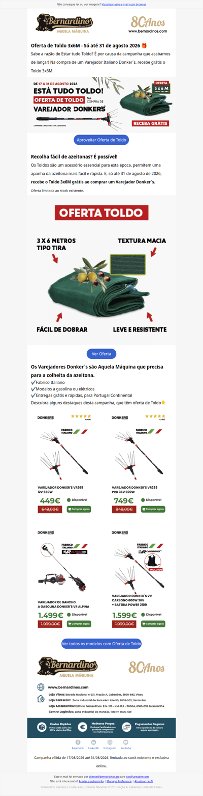 Oferta de Toldo na compra de um Varejador Donker´s🎁