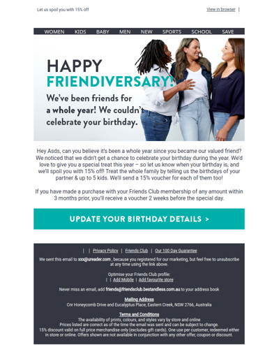 We want to spoil you with 15% Off!