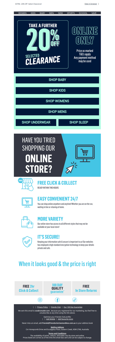 Extra 20% Off Selected Clearance 💲 Online Only