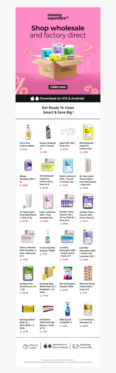 Buy your cleaning products at Factory direct prices !