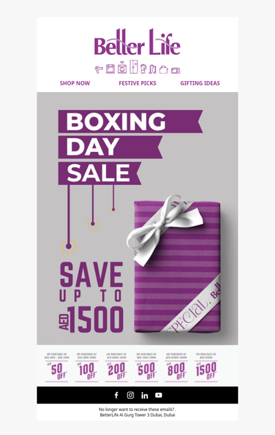 Boxing Day Sales is Here! Savings up to AED 1,500!