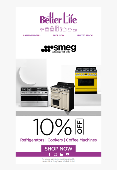 Flat 10% off on SMEG Appliances! Limited time ⌛🛒🏃‍♂️