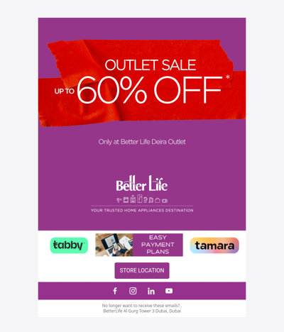 60% Off at Better Life Outlet