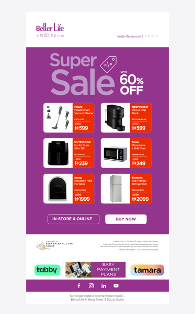 Up to 60% Off Home Appliances | Better Life Super Sale